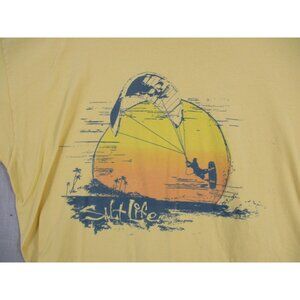 T-Shirt XXL Yellow Graphic T-Shirt With Sunset & Kiteboarding Design
